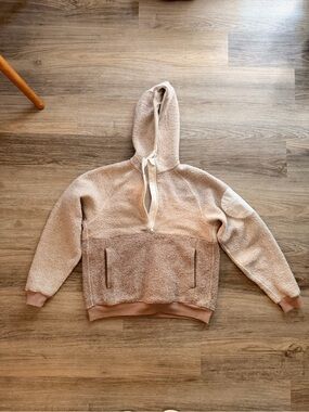 Outdoor Voices Cream Sherpa Half-Zip Hoodie